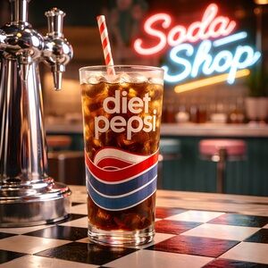 Vintage Diet Pepsi Tall Drinking Glass
